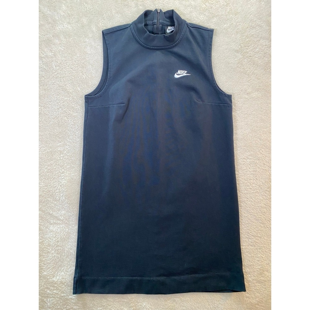 Nike Sportswear Women's Black Sleeveless Mock Neck Back Zip Dress SZ M